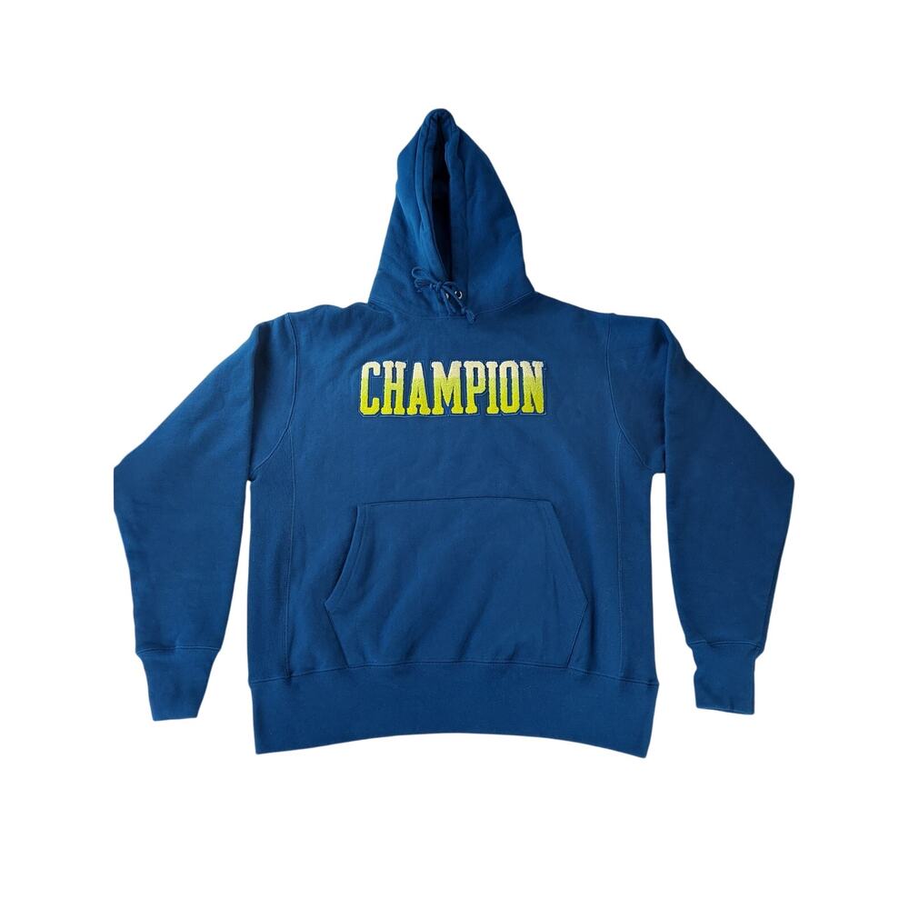 Champion Reverse Weave Ombre Block Heavyweight Hoodie Jetson Blue Mens L